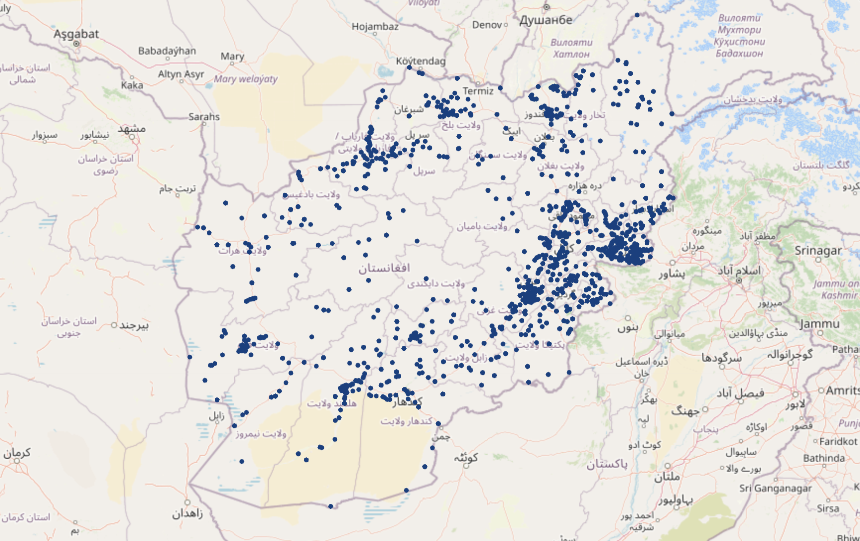 conflict printed on a map