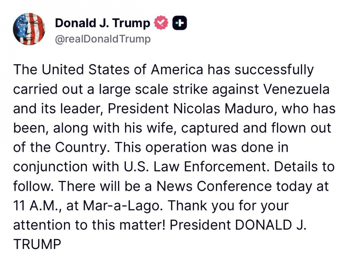 Visual confirmation released following reported U.S. operation